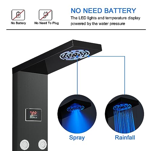 TSIBOMU LED Rainfall Shower Tower view 5