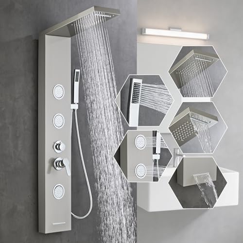 GBPUSD 5-In-1Shower Panel Tower System-Brushed
