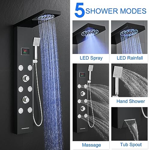 TSIBOMU LED Rainfall Shower Tower view 2