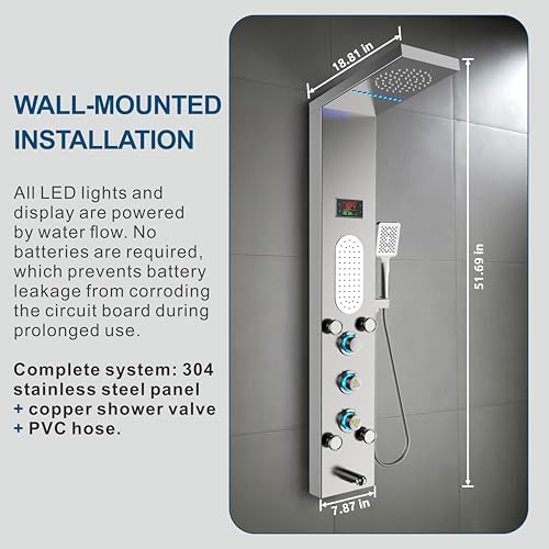 ELLO&ALLO LED Shower Panel Tower view 4