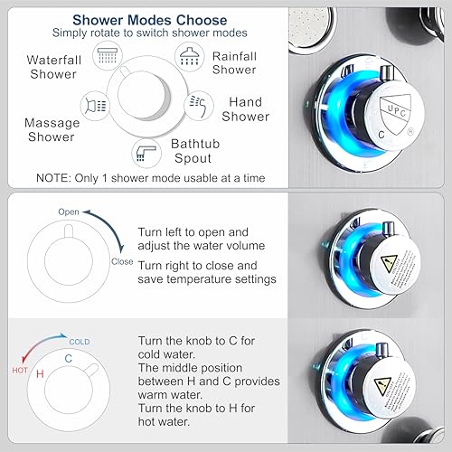ELLO&ALLO LED Shower Panel Tower view 5