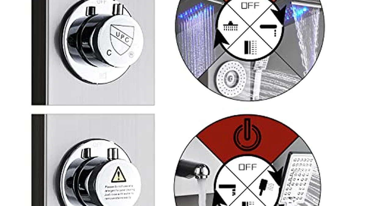 ELLO&ALLO stainless steel LED shower panel tower — our top pick